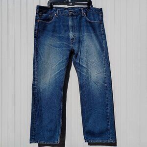 LEVI'S Jeans Men's 42 x 30 Blue Denim 505 Regular Fit Dark Distressed Straight